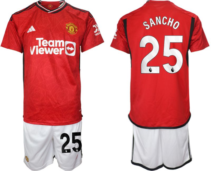 Men 2023-2024 Club Manchester United home red #25 Soccer Jersey